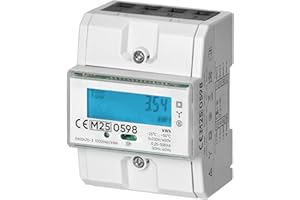 Miratic Compteur d'électricité Pour Réseaux Triphasés avec Certificat MID 80A Largeur 4,3 Modules Montage Rail DIN