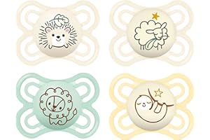 MAM Perfect Day & Night Schnuller | 0-6 Monate | Babyschnuller für Neugeborene | 94% Akzeptanz | beugt Zahnfehlstellungen vor | mit Zahnmedizinern entwickelt| SkinSoft Silikon |Igel/Schaf | 4 Stück