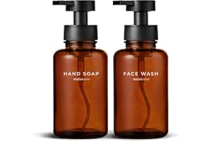 MaisoNovo Glass Foaming Soap Dispenser 400 ml | Amber Glass Black Pumps x 2