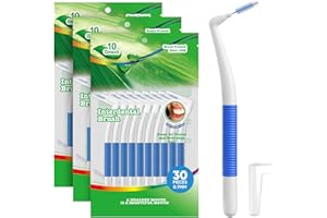 Annauiy 30Pzs Cepillos Interdentales Angular 90°en Forma de L,Normal, Azul, para Hueco de 0.7MM,Limpieza Interdental Eficaz, Eliminación de Placa e Hilo Dental para Pequeño Espacio