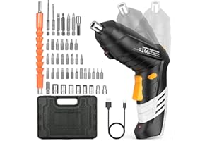NUZEKY Avvitatore a batteria piccolo - Mini avvitatore elettrico 3,6V con batteria, pieghevole a 90° Set di cacciaviti elettrici con accessori da 47 pezzi, 2 sensi di rotazione, luce LED