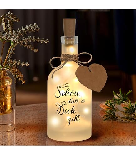 LED-Leuchtflasche 'Insel Fehmarn' - Glitzer-Deko Mit Maritimem Motiv