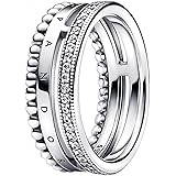 Pandora Anello in argento per donna, logo, pavé & Beads 192312C01