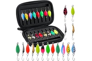 ZDNT 16 Pièces Peche Truite Cuillère,Fishing Kit Leurres à Truites de Pêche,Leurres de Pêche en Métal,Cuillères De Pêche Leurres,2,5g/3,5g/5g avec Boîte de Rangement pour Perche, Truite, Brochet
