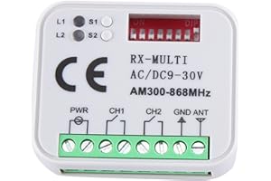 HiCOZZIE Ricevitore Universale RX Multifrequenza 300-868 MHz 2CH 12V 24V Modulo Relè per Porta del Garage 433,92 MHz 868 MHz Ricevitore del Ricevitore per Porta del Garage