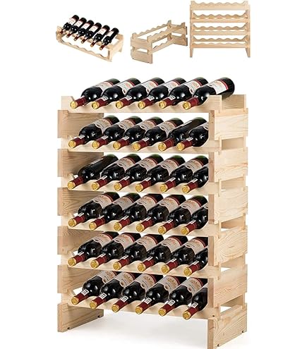 Cantinetta Vino SIMPLEX Modello 5 - Legno Naturale, Per 91 Bottiglie, 198x72x25cm - Foto 9
