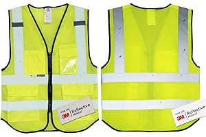 UNIGIFT Personalised Yellow Breathable Mesh Salzmann 3M High Visibility Safety Vest Multi Phone ID Pocket Hi-Vis Waistcoat 3M Reflective Tape