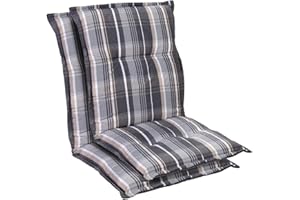 Homeoutfit24 Prato - Cojín Acolchado para sillas de jardín, Hecho en Europa, Respaldo bajo, Resistente a los Rayos UV, Poliéster, Relleno de Espuma, 103 x 52 x 8 cm, 2 Unidades, Gris/Blanco
