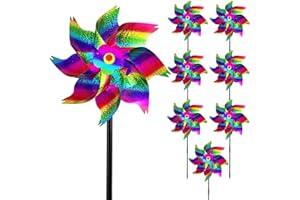 JOKRESTY 8 Pack Reflective Bird Repellent Windmill,Bird Scarers Windmills for Garden,Reflective Bird Deterrent Windmill Multicolor Pinwheel Wind Spinners Keep Birds Away From Your Home,Window,Farm,Patio