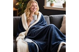 FOHIL Coperta Termica 130x160cm Coperta Elettrica con Spegnimento Automatico, 9 Livelli di Riscaldamento e 10 Timer, Flanella Coperta Riscaldante Elettrica per Casa & Uffici, Lavabile in Lavatrice