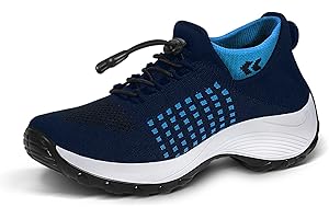 STUNAHOME Slip on Trainers Women Thick Bottom, Air Cushioned, Comfortable Walking Shoes with Breathable Mesh Sneakers Ladies Casual Orthopedic Shoes