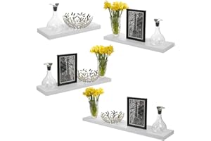 URBNLIVING Urbn-Living 2 x 90cm White Wooden Floating Wall Mount Shelves Display Unit