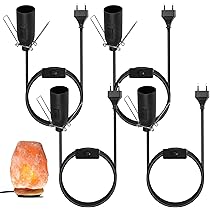 Cavo Per Lampada Di Sale Con Interruttore - 2 Pezzi, Attacco E14, Spina UE, 1.8m Nero