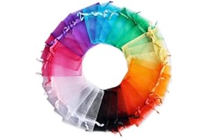 RFWIN 100Pcs Small Organza Gift Bags 7 x 9 cm Jewelry Pouches Wedding Favour Bags with Drawstring for Christmas Birthday Gift Packaging
