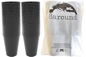 8around-50 Vasos Plástico Flexible Reutilizable Lavable Negro,500cc Coctel Mojito Cubata Sidra Fiesta Camping Halloween