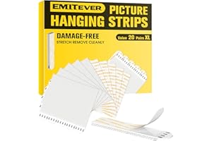 Emitever Picture Mounting Strips, Heavy Duty Adhesive Strips 20 Pairs (40 Strips), 100mm*20mm, White - for Pictures, Frames, Mirrors, Wall Decor and Signs (XL)