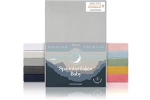 ‎LALENI Laleni Premium Spannbettlaken Stubenwagen oval 38x77 cm - Oeko-Tex Zertifiziert, 100% Baumwolle, atmungsaktives Spannbetttuch Jersey Baby, 150 g/m², Moonlight Grey - Grau