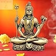 Zig Zag Lord Shiva Statue Mahakal Decorative Showpiece Hindu Idol Sculpure for Home, Pooja Room, Office and Religious Gift (Golden, 8 Inches)