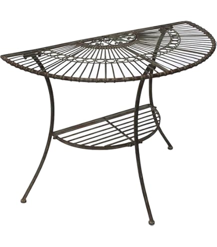 Denk Vigo 19511 Wandtafel, halfronde tafel, metaal, bruin, bijzettafel, 90 cm