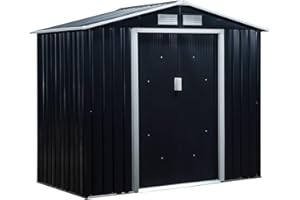 Outsunny Abri de Jardin 2,38 m² - Remise pour Outils avec Fondation - cabanon Porte verrouillable - dim. 213L x 130l x 185H cm - tôle d'acier Gris