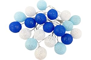 KWODE KWDOE 3.5m Cadena De Luces Para AlgodóN Bola, Guirnalda Luminosa Con Bolas De AlgodóN, Bolas De AlgodóN Luces Decorativas HabitacióN, DecoracióN De/Navidad/Fiestas (4 cm batería azul)