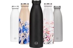 B2DO for GH Borraccia Termica 500ml Inchiostro Nero| Bottiglia d'Acqua Acciaio Inox Thermos| Bottiglia per Acqua Isolamento Sottovuoto| Doppia parete isolato | Termica bottiglia Senza BPA