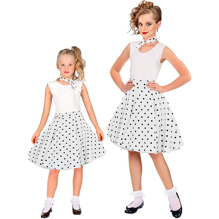 Gonna A Pois Da Bambina, Tipo Rock N Roll, Stile Anni '50-'60 Blu Purple &amp; White Spot