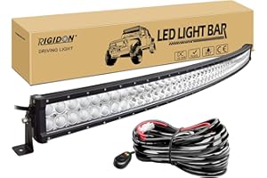 RIGIDON Curva 52 Pulgadas 130 cm 300W barra de luz led y 12V kit de cableado, Barras luminosas led para off road camión coche ATV SUV 4x4, lámpara de conducción 6000K, foco y luz inundacion combo