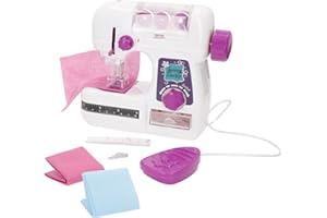 ColorBaby My Home - Macchina da cucire per bambini, con luce, ago con protezione a pedale, include tessuti rosa e blu, giochi da cucito, giocattoli educativi 3 anni (39552)