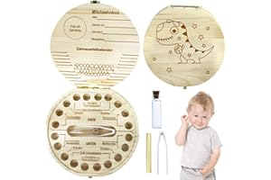 Leonshco Milchzahndose für Mädchen & Jungen, Zahndose aus Holz, Personalisierte Zahnfee-Aufbewahrungsbox, Baby-Zahnbox-Souvenir, Zahndose Milchzähne mit Anzeigefunktion, Baby-Geburtsideen Geschenk (B)