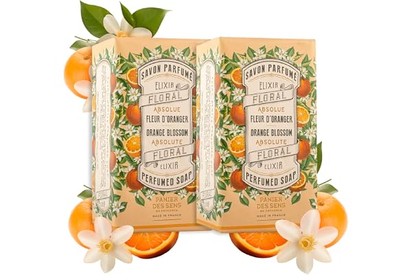 Panier des Sens - Savon Solide – Savon Main & Corps à la Fleur d'Oranger - À l'Huile d'Olive - Soin Corps pour Femmes et Hommes -Fabriqué en France - Savon Naturel 97% d'Ingrédients Naturels – 2x150g