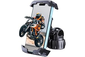 Motack Soporte Movil Bicicleta, [Abrazadera de Perilla Innovadora] Soporte Móvil Moto, Universal Suporte Telemovel Mota para MTB/Scooter, Compatible con iPhone 15 Pro Max/14/13 y 4.7"-6.8" Smartphones
