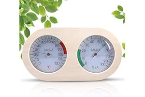 GOEDCH Termometro per sauna igrometro 2 in 1: termometro per sauna igrometro legno, termometro preciso per sauna, accessori per sauna, resistente al calore, temperatura e umidità perfette per sauna 23