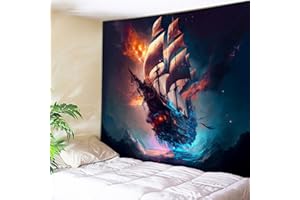 Arsey Tapisserie Murale Bateau Pirate Fantôme - Océan, Bateau à Voile - Psychédélique - Décoration Esthétique pour Chambre à Coucher, Salon, Fête - 200 x 150 cm