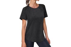 Gyabnw Camiseta Deporte Mujer Manga Corta Hombros de Malla Ligero y Transpirable Tops Deportivos Secado Rápido para Yoga, Jogging, Fitness