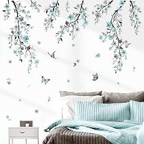 Wondever Adesivi Murali Fiori Albero Rosa Sticker Da Muro Uccelli - 2