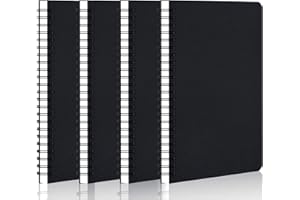 PALUDO Lot de 4 A5 Cahiers à Spirales Ligné Classique, Bloc-Notes de Couverture Kraft 120 Pages / 60 Feuiles