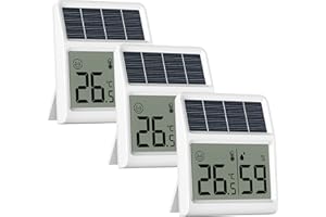 BALDR Solar Thermometre Humidimetre, Alimentation par la lumière naturelle intérieure sans batterie, Thermomètre Hygromètre Digital, Hygrometre Interieur