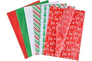 NEBURORA Lot de 60 feuilles de papier de soie de Noël 50 x 35 cm pour emballage de Noël, décorations de fêtes de fin d'année, sacs cadeaux, bricolage