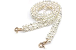 HAOBIN Perle Griff Kette Taschenkette Perle Korn Kettenriemen Taschenhenkel Kette Tasche Griff Ersatz TascheKette Dekoration Schultergurtkette Ersatz Damentaschenkette (Weiß, 100 cm)