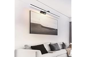 MantoLite Kinkiet ścienny LED z regulacją temperatury barwowej do obrazów i gablot, 80 cm 16 W czarne szczotkowane lampy do czytania IP44 lustro oświetlenie łazienkowe z obrotowym ramieniem lampy