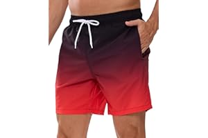 DECORIE Swimming Trunks Men's Swimming Shorts Men Quick Drying Trendy Colour Gradient Print Swimming Shorts for Men Swimming Shorts with Mesh Lining