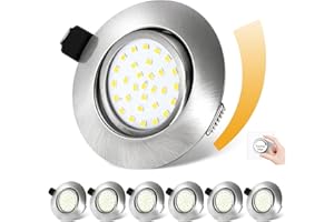Dexnump Spot LED Encastrable Dimmable, Spots de Plafond 230V, 5W 600LM Spot Encastré Equivalente de 50W, Ultra Plat de 25mm, Spots LED IP44 pour Salle de Bain Chambre, Lot de 6 (Argent, 6000K)