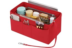Enbagold Handtaschen Organizer Filz Taschenorganizer für Frauen Handtasche, Tasche Organizer Shopper mit Mehreren Taschen, Innentasche für Handtaschen,Rot,M