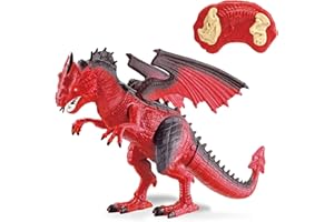 Rexco Large Red Radio Remote Control Dinosaur Infrared RC T-Rex Dragon Walking Fire Breathing Effect Toy Childrens Kids Xmas Gift