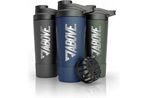 ABOVE. Shaker Proteinas Acero Inoxidable 750ml – BPA-Free y Termico: Mantiene Bebidas Frias 12H – Escala Grabada & Tapa 100% Antigoteo – Robusto y Duradero – Apto Lavavajillas hasta 45°C (Azul)