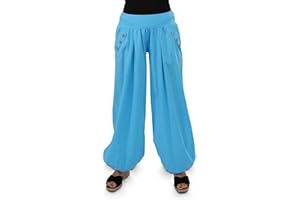 MALITO MORE THAN FASHION Malito - damskie spodnie z pompkami - lekkie spodnie materiałowe na plażę i na co dzień - luźne spodnie rekreacyjne na lato - luźne spodnie alladynki letnie spodnie 23245H (rozmiar: 34-40)