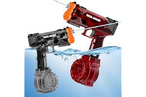 BRISUM 2P Strongest Electric Water Gun with 400 Ammos, Transparent Automatic Squirt Guns High Powered IP67 Waterproof, Classic Water Pistols Summer Pool Toys for Kids/Aldults