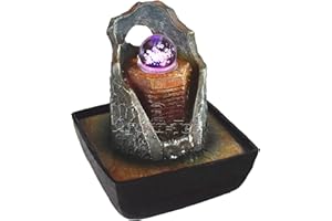 Agora-Tec - Fontaines d'intérieur Magic avec Rotation sphère de Verre avec Quatre Couleurs LED éclairage, très agréable ruisseau Tranquille - 21 cm de Haut
