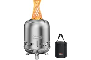 onlyfire Edelstahl Tischfeuerstelle mit Tragetasche, Tragbar Tischkamin für Pellets und Holz, Mini Raucharmer Tischfeuer 15x24cm, für Indoor Outdoor Balkon, Silber